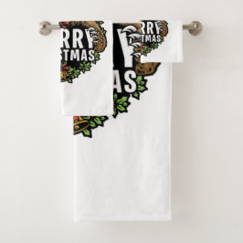 Beer voor prettige kerstgrizzly bad handdoek