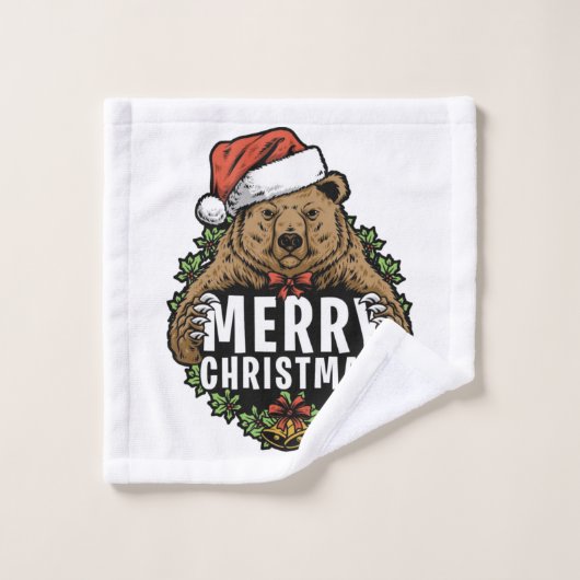 Beer voor prettige kerstgrizzly bad handdoek (Wasdoekje)