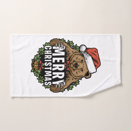 Beer voor prettige kerstgrizzly bad handdoek (Handdoek)