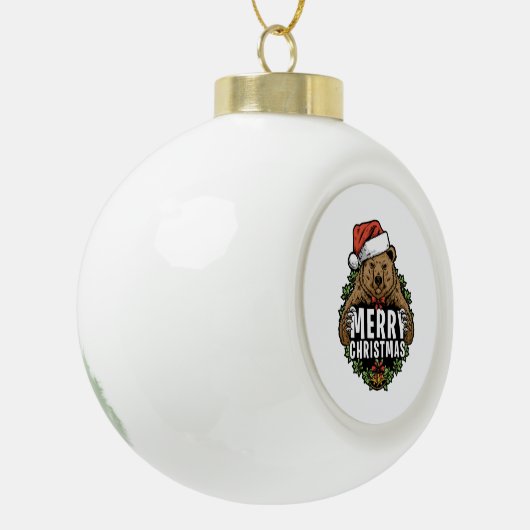 Beer voor prettige kerstgrizzly keramische bal ornament (Links)