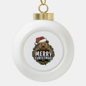 Beer voor prettige kerstgrizzly keramische bal ornament (Voorkant)