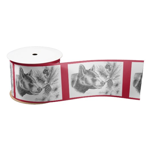 Beer voor prettige kerstzwarte kerst satijnen lint (Spoel)