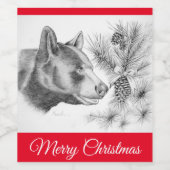 Beer voor prettige kerstzwarte kerst wijn etiket (Enkel label)