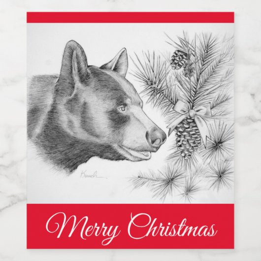 Beer voor prettige kerstzwarte kerst wijn etiket (Enkel label)