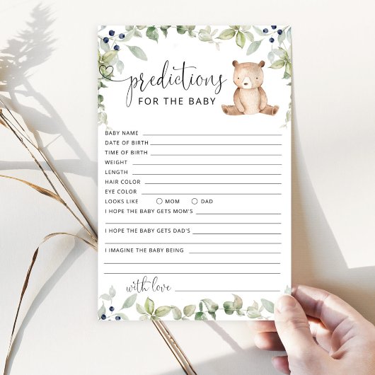 Beer voorspellingen voor de baby kaart