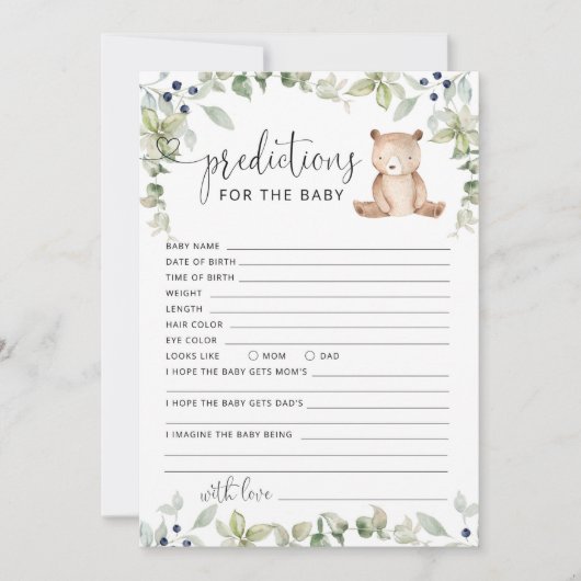 Beer voorspellingen voor de baby kaart (Voorkant)