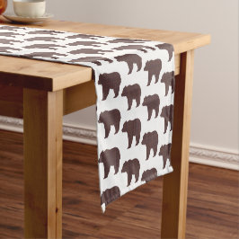 Beer vorm geruite bruine cabin kern tafel loper
