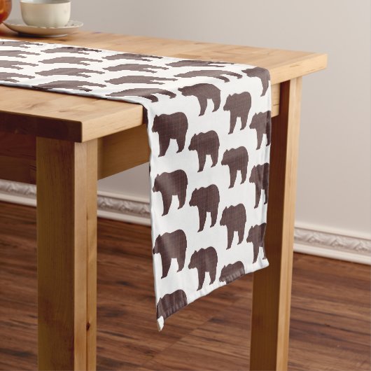 Beer vorm geruite bruine cabin kern tafel loper (Voorbeeld)