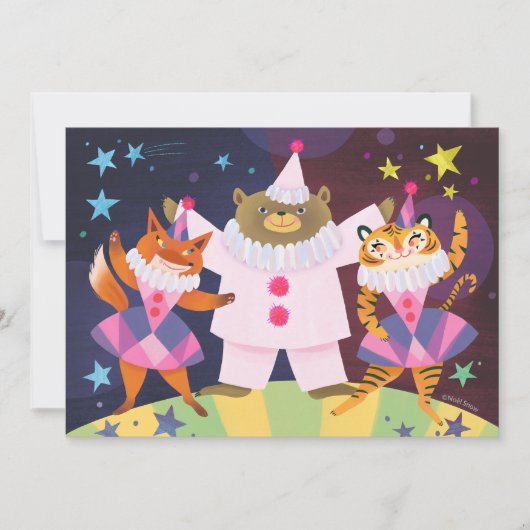 Beer, Vos en Tijger Pierrot Clown DIY Blank Kaart (Voorkant)