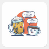 Beer Vs Coffee Vierkante Sticker (Voorkant)