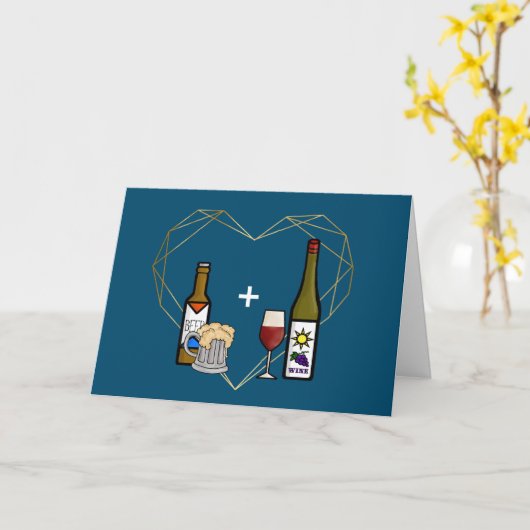 Beer vs. Wine Romantic Card Kaart (Gele Bloem)