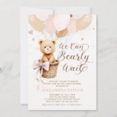 Beer Wacht Ballonnen Boog Blozend Meisje Baby Show Kaart (Voorkant)