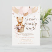 Beer Wacht Ballonnen Boog Blozend Meisje Baby Show Kaart (Staand voorkant)