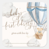 Beer wacht op teddybeer Eerste bibliotheek ex-libr Vierkante Sticker (Voorkant)