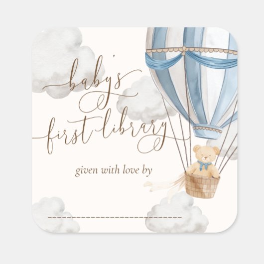 Beer wacht op teddybeer voor het bibliotheekex-lib vierkante sticker