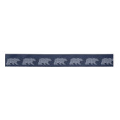 Beer Walking Navy Blue Circle Pattern Wildlife Satijnen Lint (Voorkant)