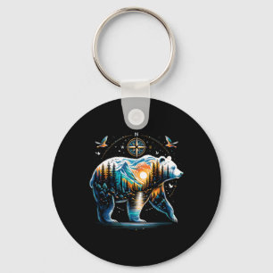 Beer Wandelende Grizzly Beer Kamperen Kampeerder Sleutelhanger