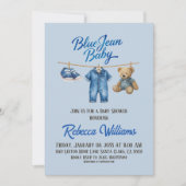 Beer waslijn blauw Jean Baby Denim Baby shower Kaart (Voorkant)