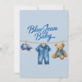 Beer waslijn blauw Jean Baby Denim Baby shower Kaart (Achterkant)