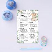 Beer Wat is er op je Baby shower spelkaart? Flyer (Enkel)