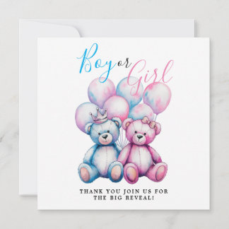 Beer Waterverf Gender Reveal Party Boy of Girl Bedankkaart