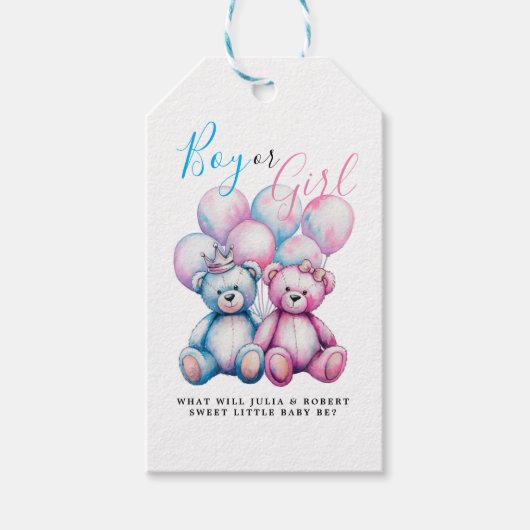 Beer Waterverf Gender Reveal Party Boy of Girl Cadeaulabel (Voorkant)