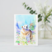 Beer Waterverf Portret 5 Briefkaart (Staand voorkant)