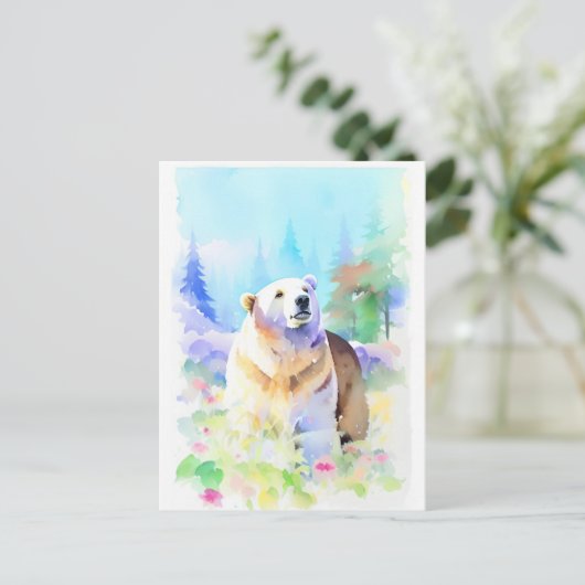 Beer Waterverf Portret 5 Briefkaart (Staand voorkant)