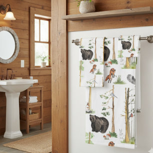 Beer Waterverf Wilde Natuur Bos Dieren Bad Handdoek