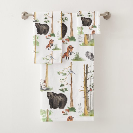 Beer Waterverf Wildlife Woodland Forest Animals Bad Handdoek (Insitu)