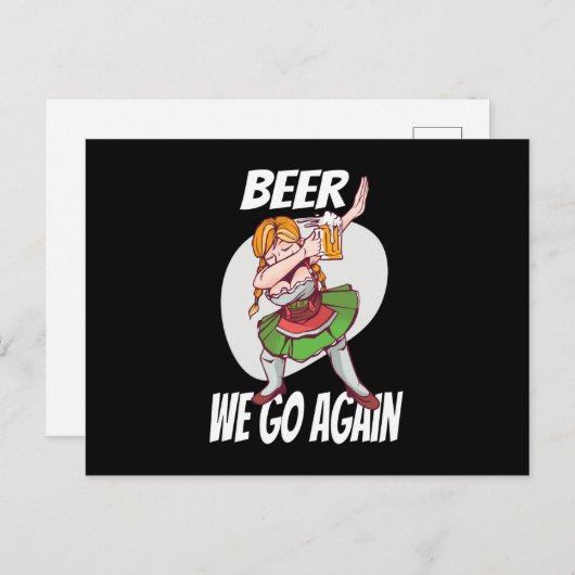 Beer we gaan opnieuw Booze München Dirndl Volksfes Briefkaart (Voorkant / Achterkant)