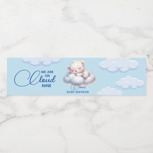 Beer We zijn op cloud negen Baby shower Waterfles Etiket (Enkel label)