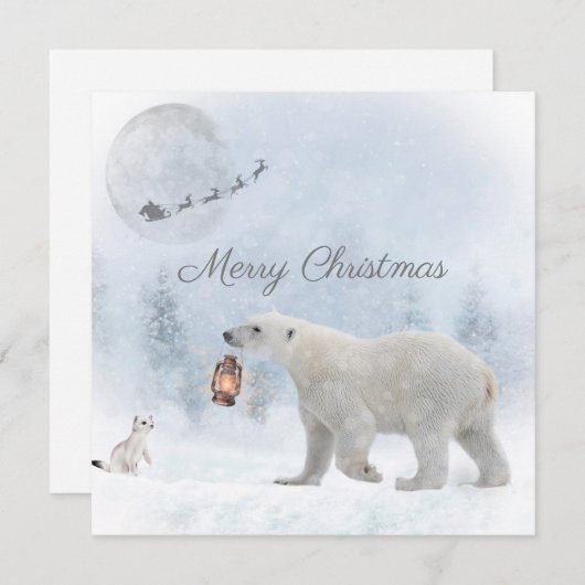 Beer Weasel Kerstwinter Feestdagenkaart (Voorkant / Achterkant)