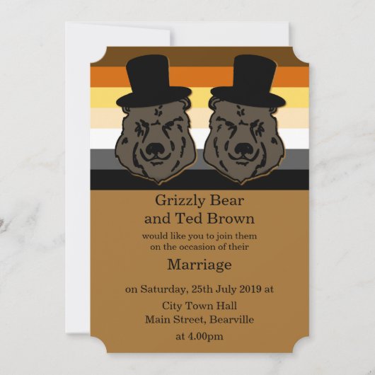 Beer Wedding Invitation for Gay Mannen Kaart (Voorkant)