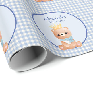 Beer welp gepersonaliseerde jongensverjaardag cadeaupapier