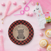 Beer welp houthakker geruite Baby shower Papieren Bordje (Feest)