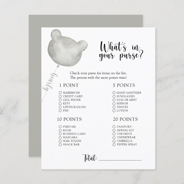 Beer Whats in je paarse baby shower game (Voorkant / Achterkant)