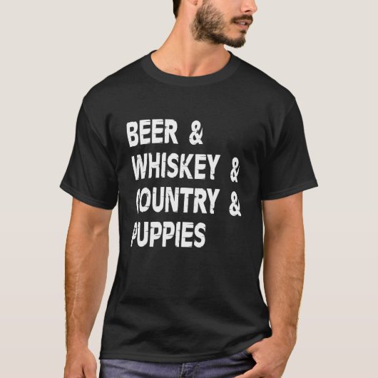 Beer Whiskey And Country Dog Drinker Drinking Pup T-shirt (Voorkant)
