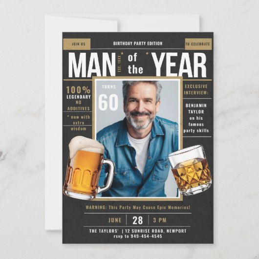 Beer Whiskey Magazine Grappige Mannen Verjaardagsf Kaart (Voorkant)