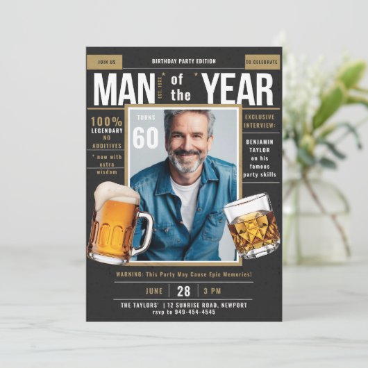 Beer Whiskey Magazine Grappige Mannen Verjaardagsf Kaart (Staand voorkant)