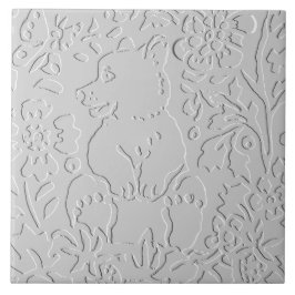 Beer White Grey Black Embossed Woodland Animal Tegeltje