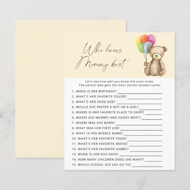 Beer - Wie kent mama het beste spel (Voorkant / Achterkant)