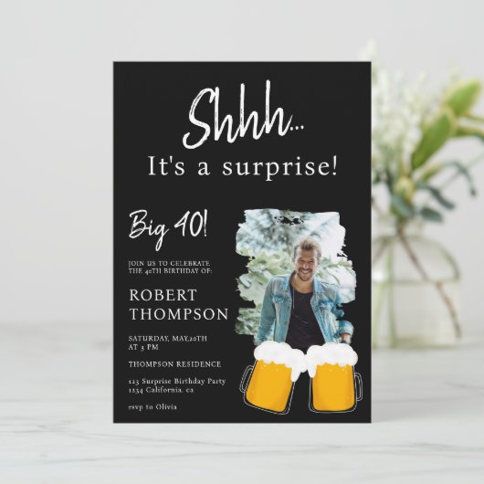 Beer wijst zwarte foto verrassing veertig jaar kaart (Staand voorkant)