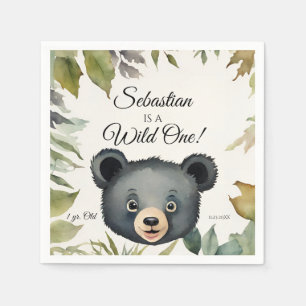 Beer Wild One Woodland Animal Verjaardagsfeestje Servet