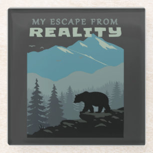 Beer Wildlife Mountains ontsnapt uit reality-shirt Glazen Onderzetter