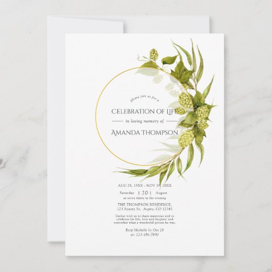 Beer Willow en Gold Geometric Celebration of Life Kaart (Voorkant)