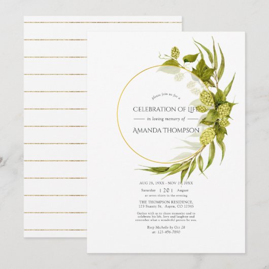 Beer Willow en Gold Geometric Celebration of Life Kaart (Voorkant / Achterkant)