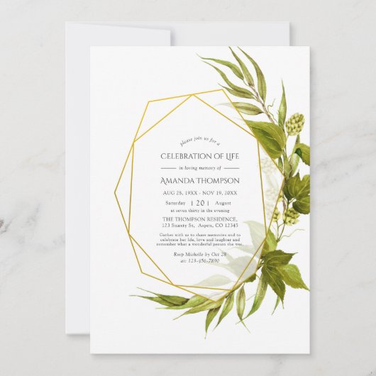 Beer Willow Geometric Celebration of Life Kaart (Voorkant)