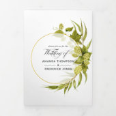 Beer Willow Green en Gold Geometric Wedding Drieluik Uitnodiging (Cover)