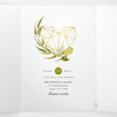 Beer Willow Green en Gold Geometric Wedding Drieluik Uitnodiging (Binnenkant midden)